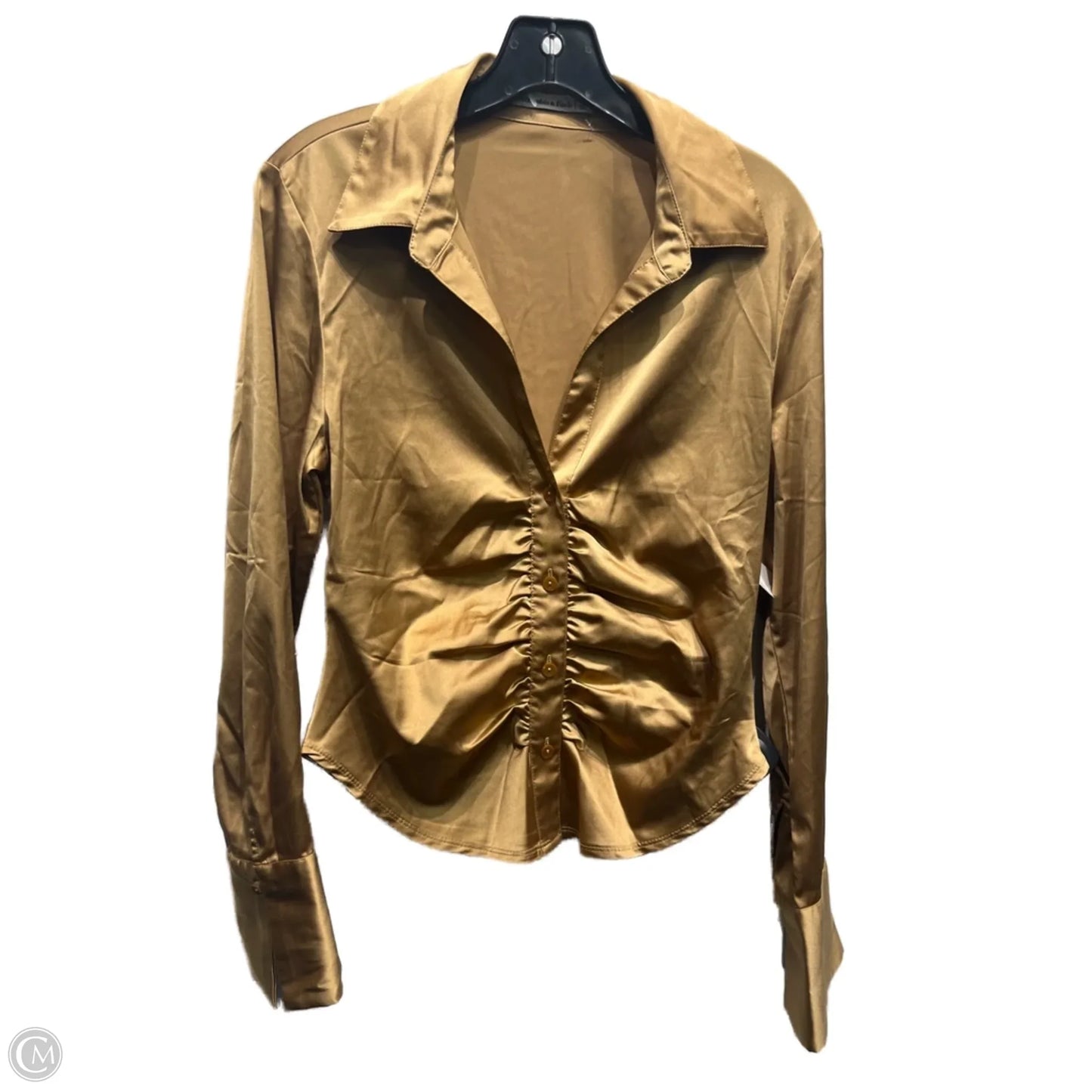 Blouse Long Sleeve By Abercrombie And Fitch In Tan, Size: S