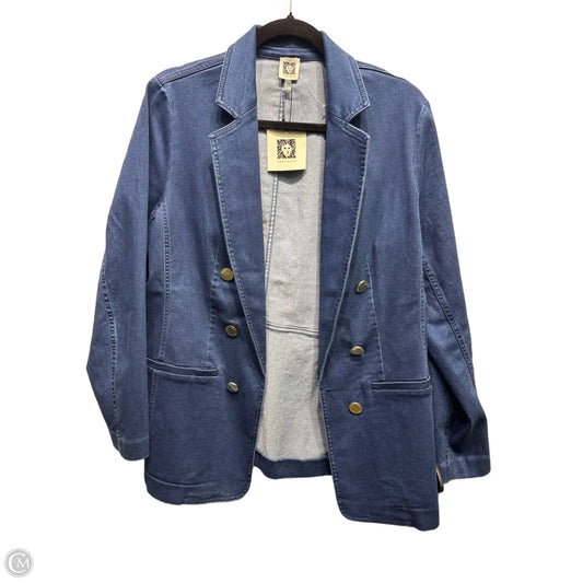 Blazer By Anne Klein In Blue Denim, Size: L