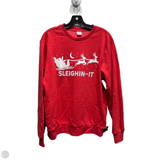 Sweatshirt Crewneck By Holiday Time In Red & White, Size: S
