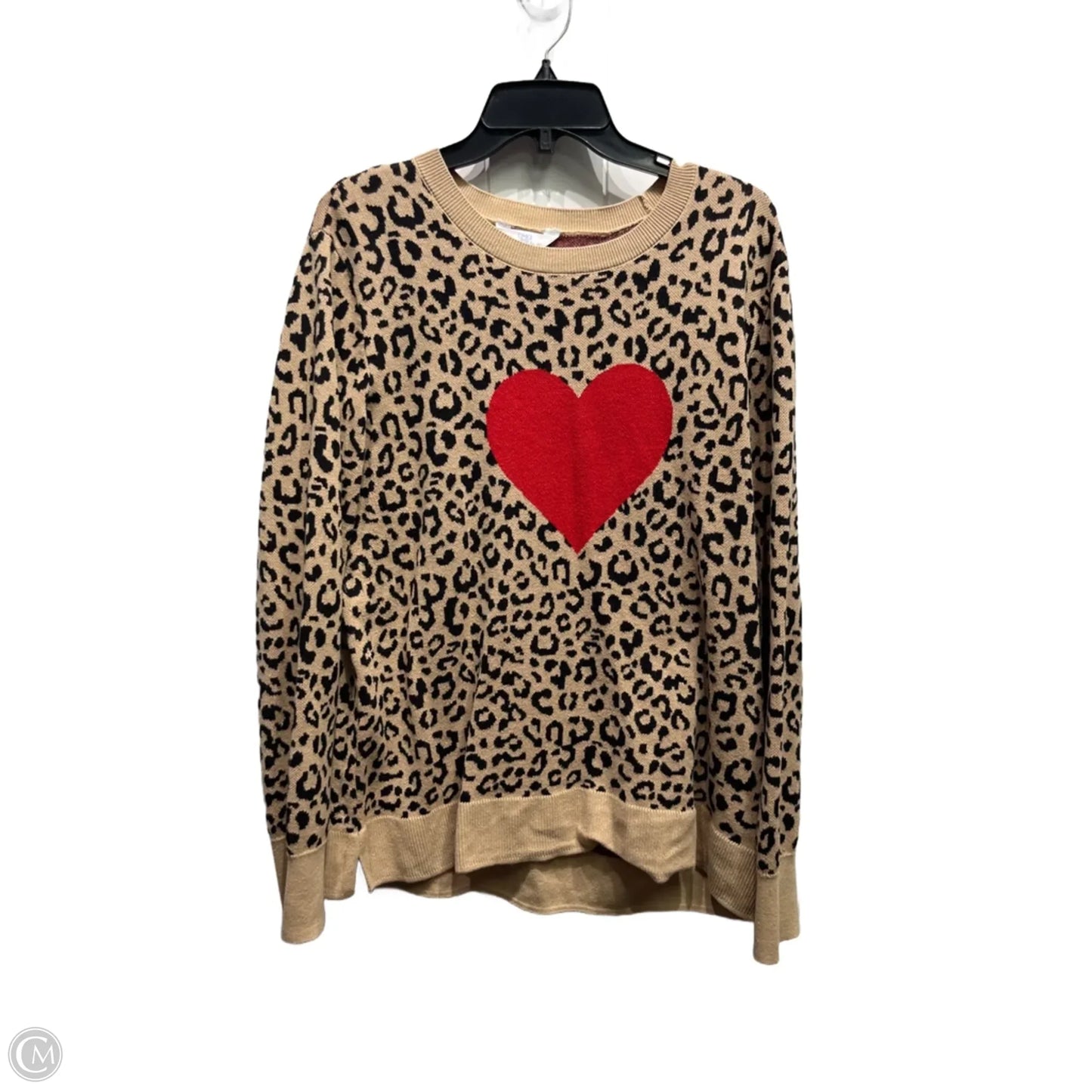 Sweater By Time And Tru In Red & Tan, Size: 22