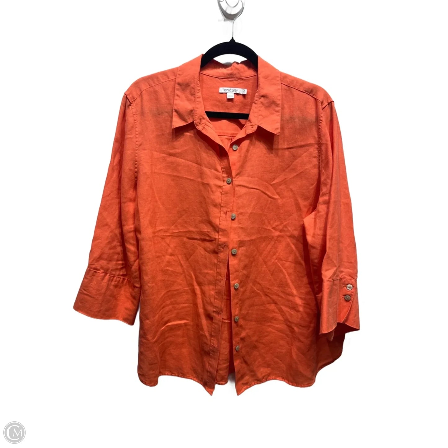 Top 3/4 Sleeve By Chicos In Orange, Size: 16