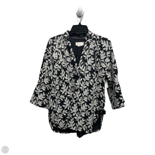 Top 3/4 Sleeve By Anthropologie In Black & White, Size: S