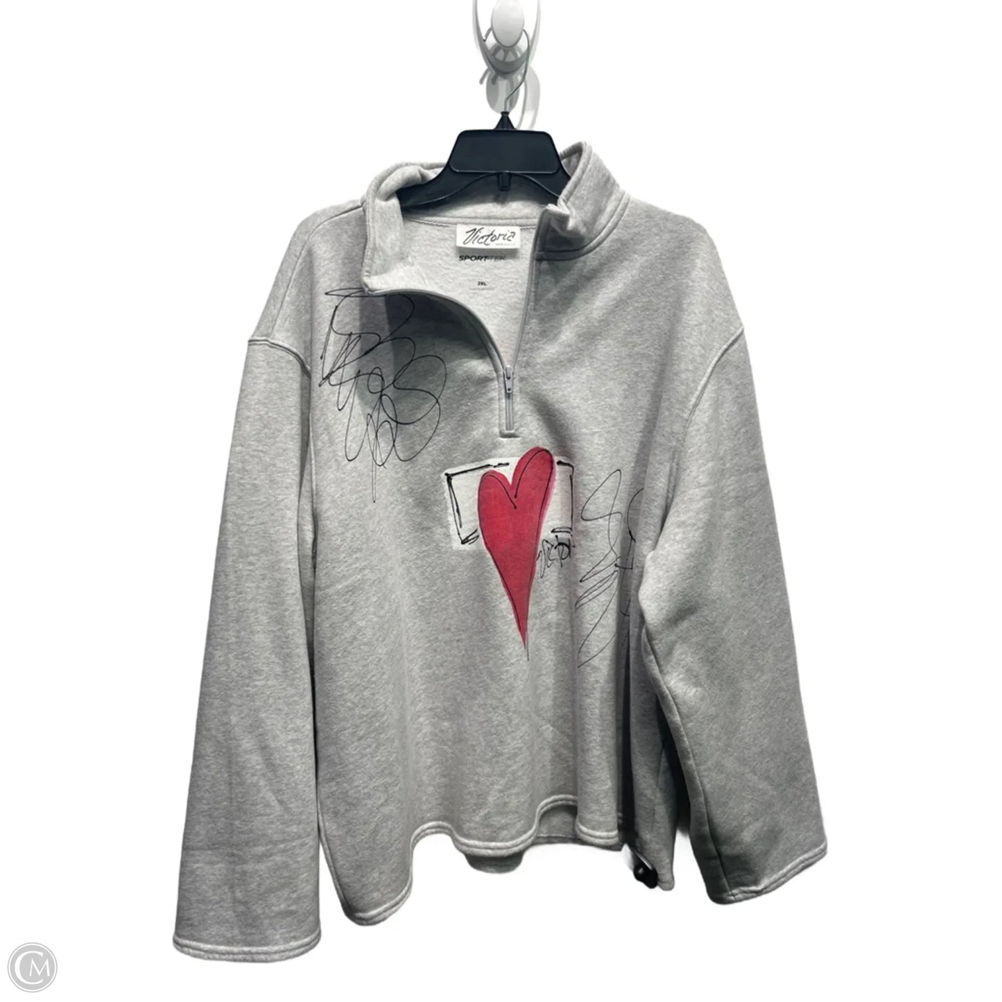 Sweatshirt Collar By  victoria In Grey & Red, Size: 2x