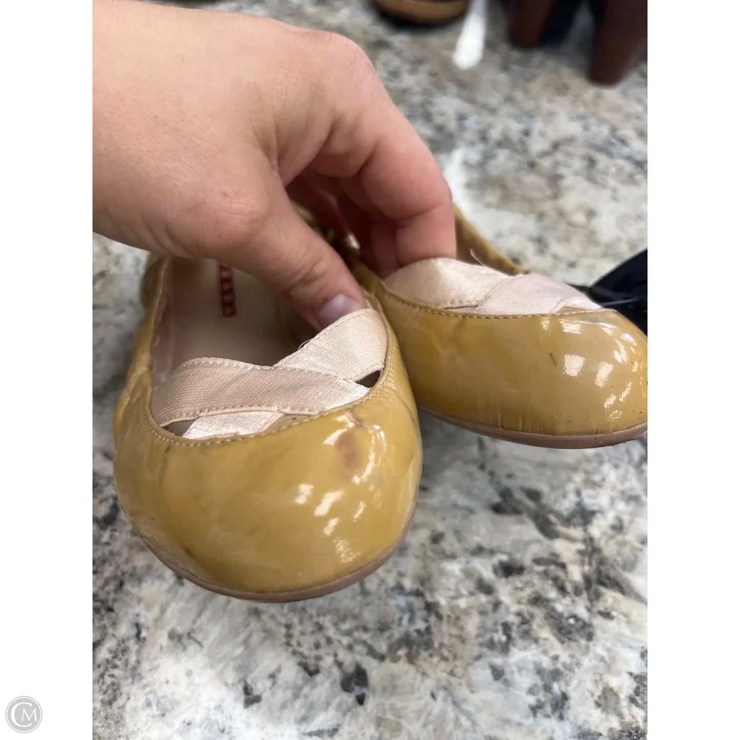 Shoes Luxury Designer By Prada In Tan, Size: 7.5