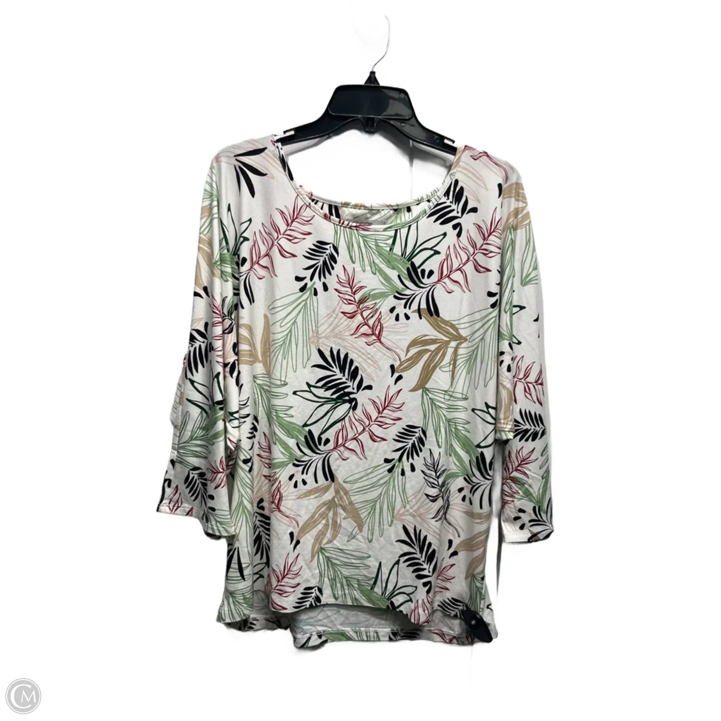 Top 3/4 Sleeve By Chicos In Black & Brown, Size: Xl