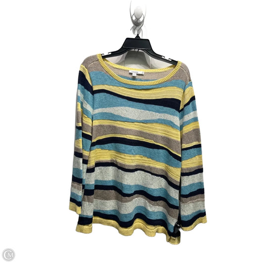 Sweater By Chicos In Blue & Yellow, Size: Xl