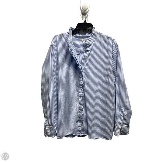 Top Long Sleeve By Crown And Ivy In Blue & White, Size: Xxl