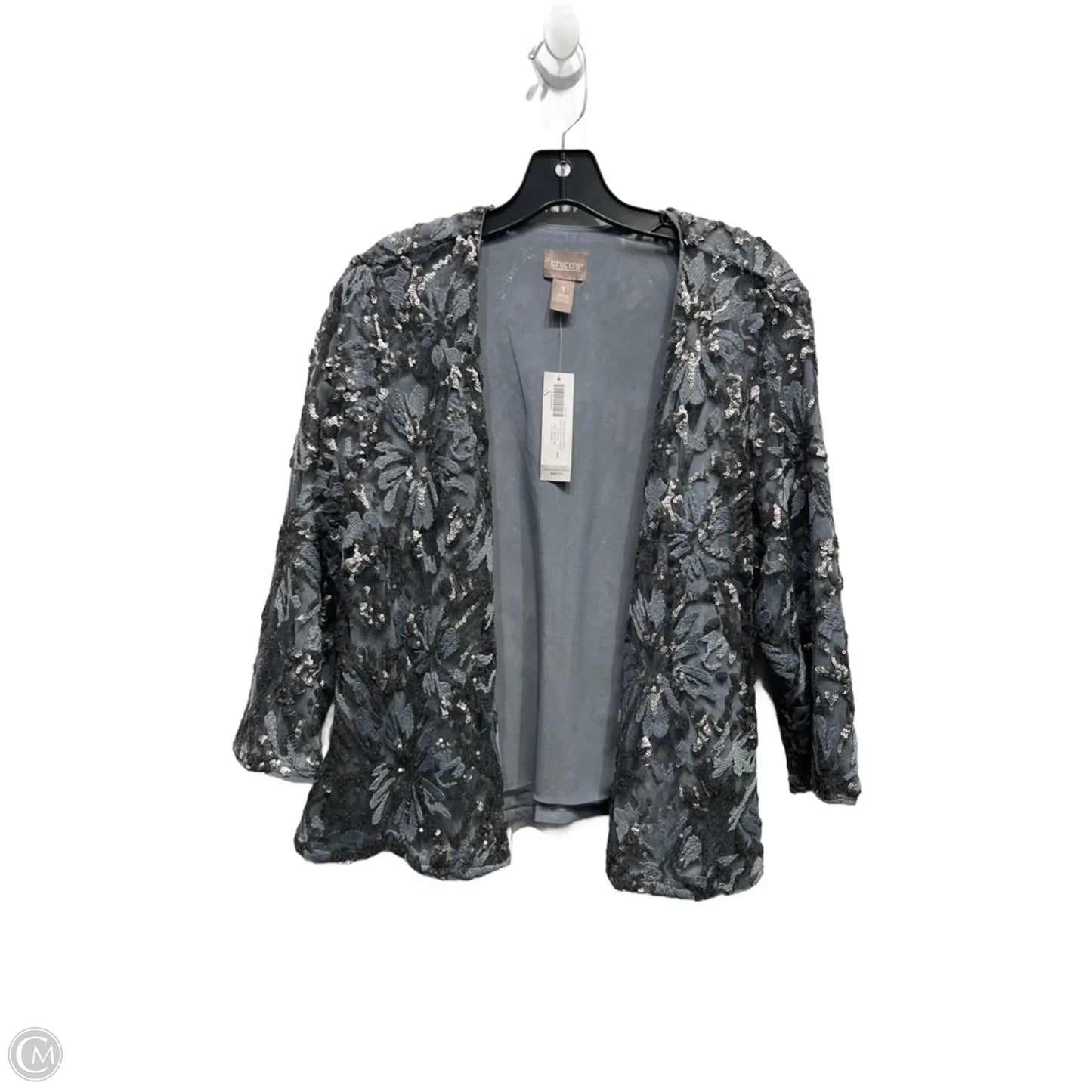 Blazer By Chicos In Blue & Silver, Size: M