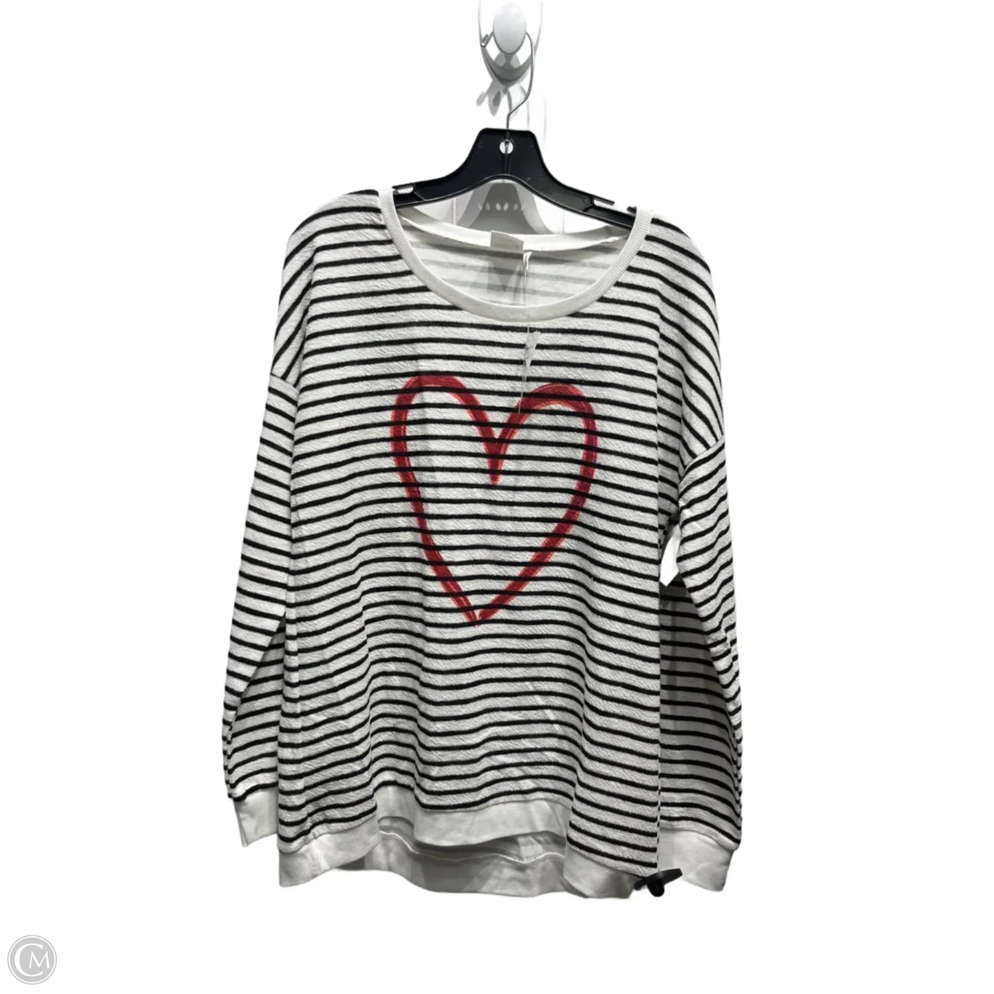 Top Long Sleeve By Simple In Black & White, Size: M