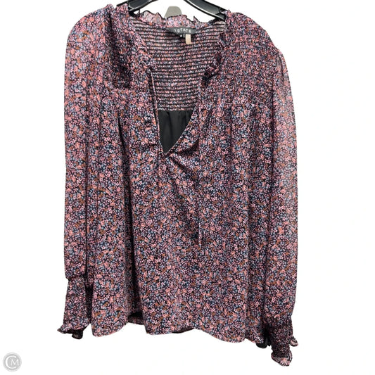 Top Long Sleeve By 1.state In Black & Pink, Size: Xl