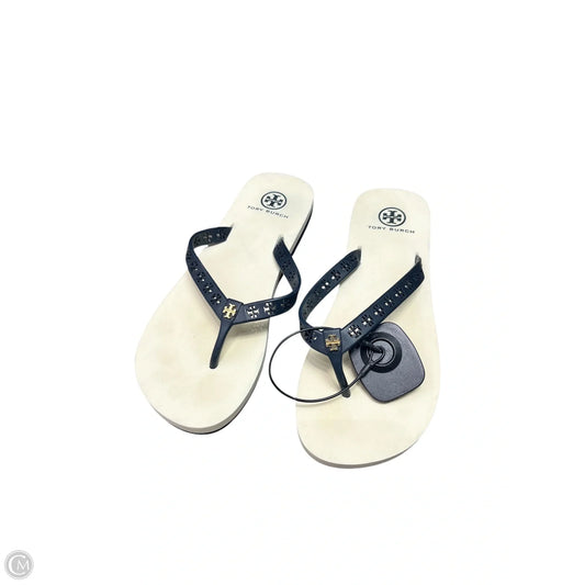 Sandals Designer By Tory Burch In Blue & Cream, Size: 7