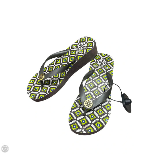 Sandals Designer By Tory Burch In Green & Grey, Size: 7