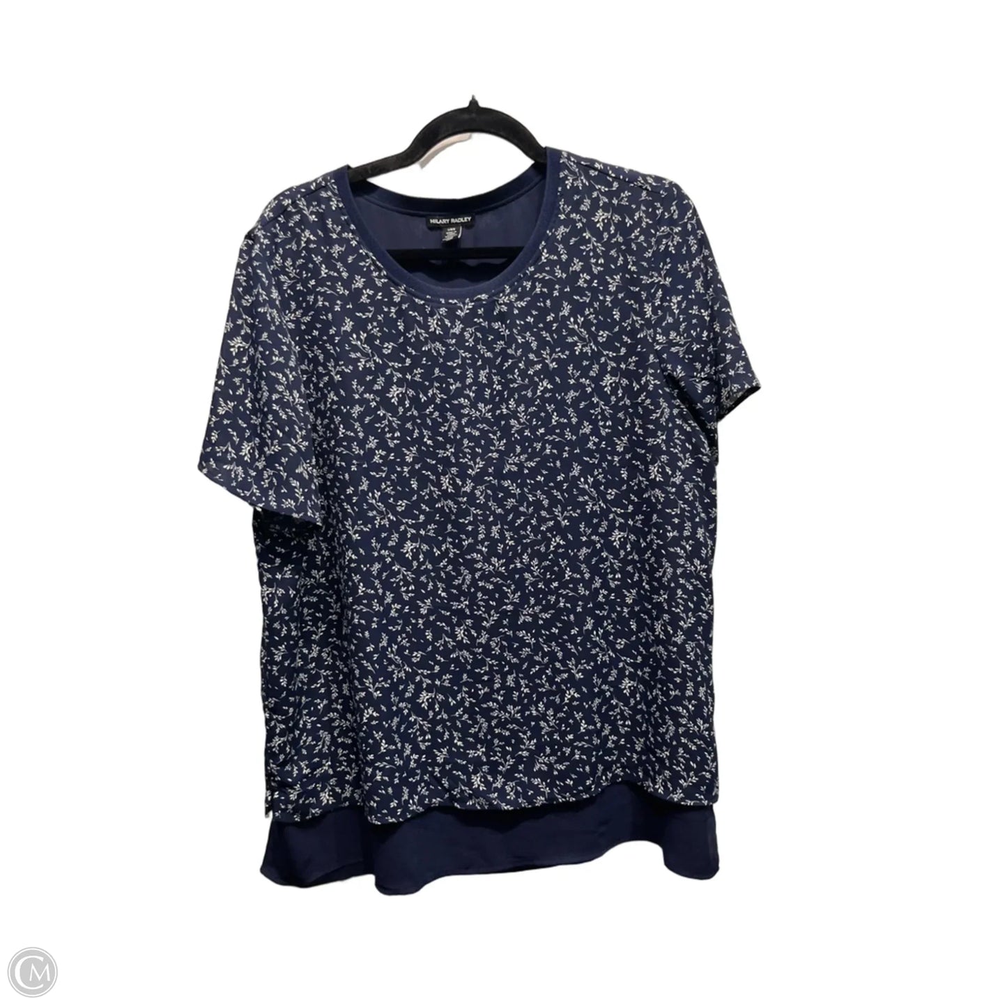 Top Short Sleeve By Hilary Radley In Blue & White, Size: L