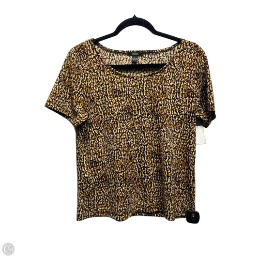 Top Short Sleeve By Alfani In Brown & Cream, Size: L