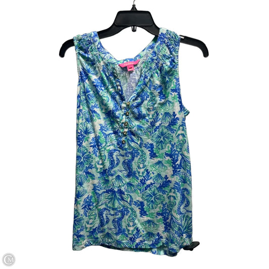 Top Sleeveless Designer By Lilly Pulitzer In Blue & Green, Size: L