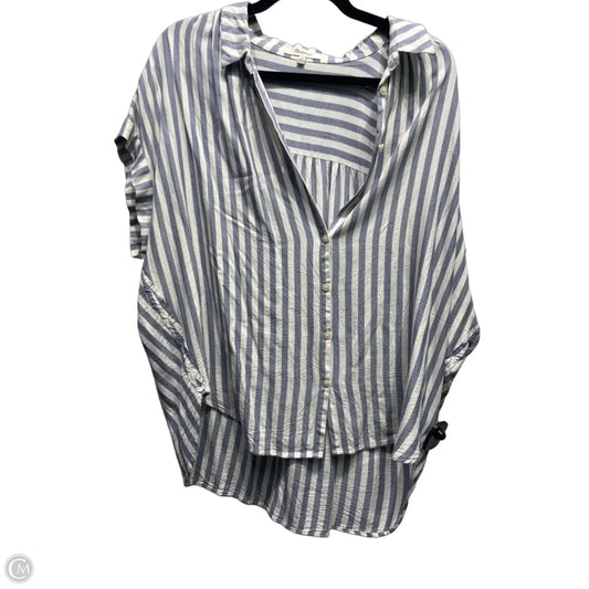 Top Short Sleeve By Madewell In Blue & White, Size: Xl