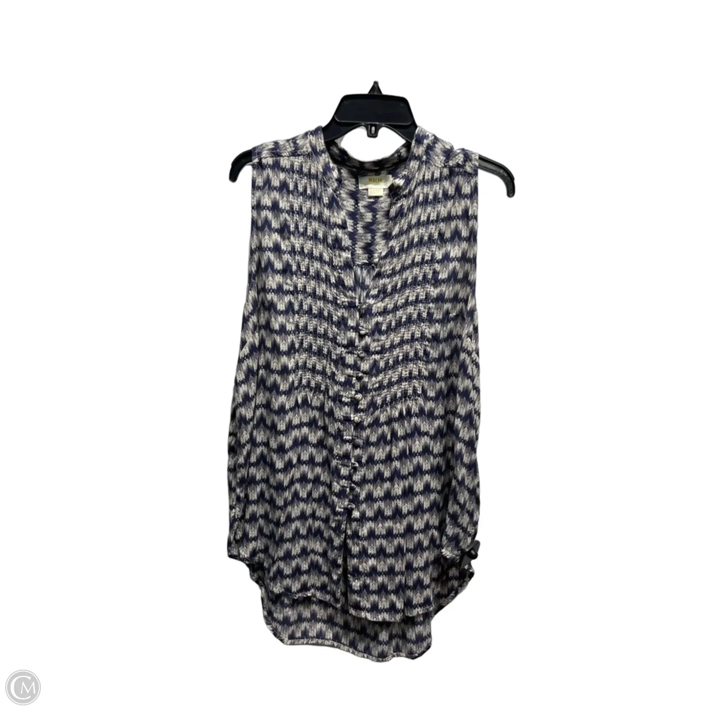 Top Sleeveless By Maeve In Blue & Cream, Size: Xl