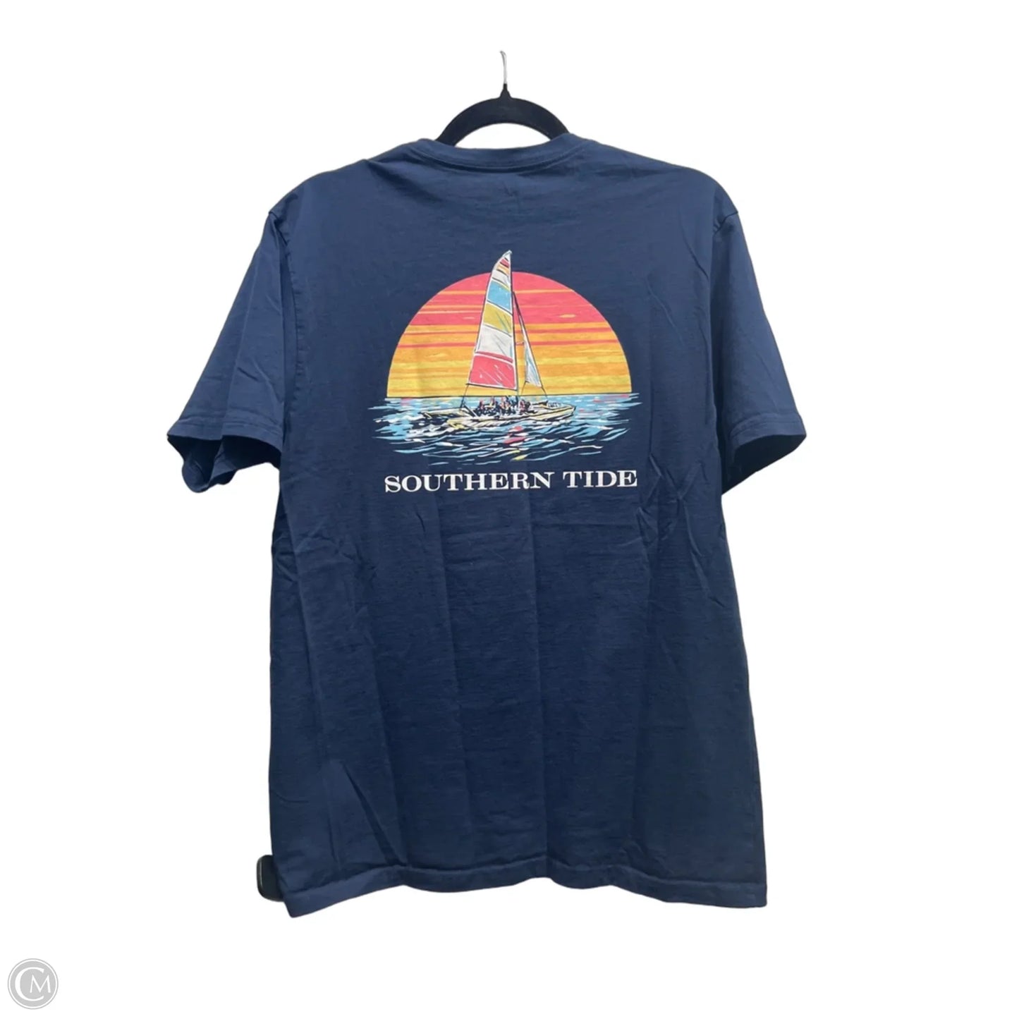 Top Short Sleeve Basic By Southern Tide In Blue & Orange, Size: M