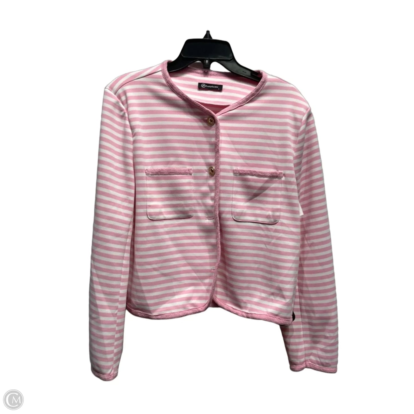 Blazer By Prettygarden In Pink & White, Size: L