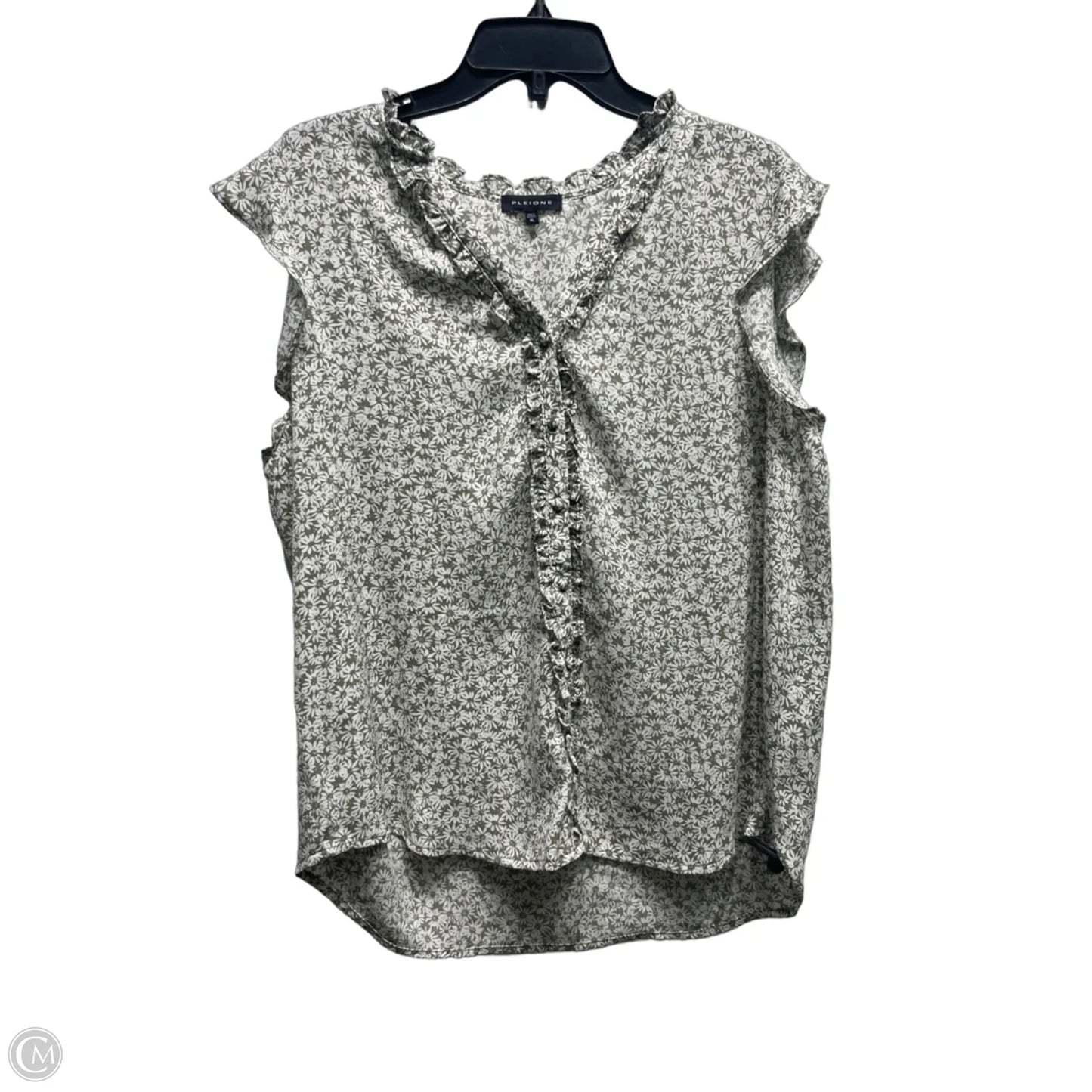 Top Short Sleeve By Pleione In Green & White, Size: Xl