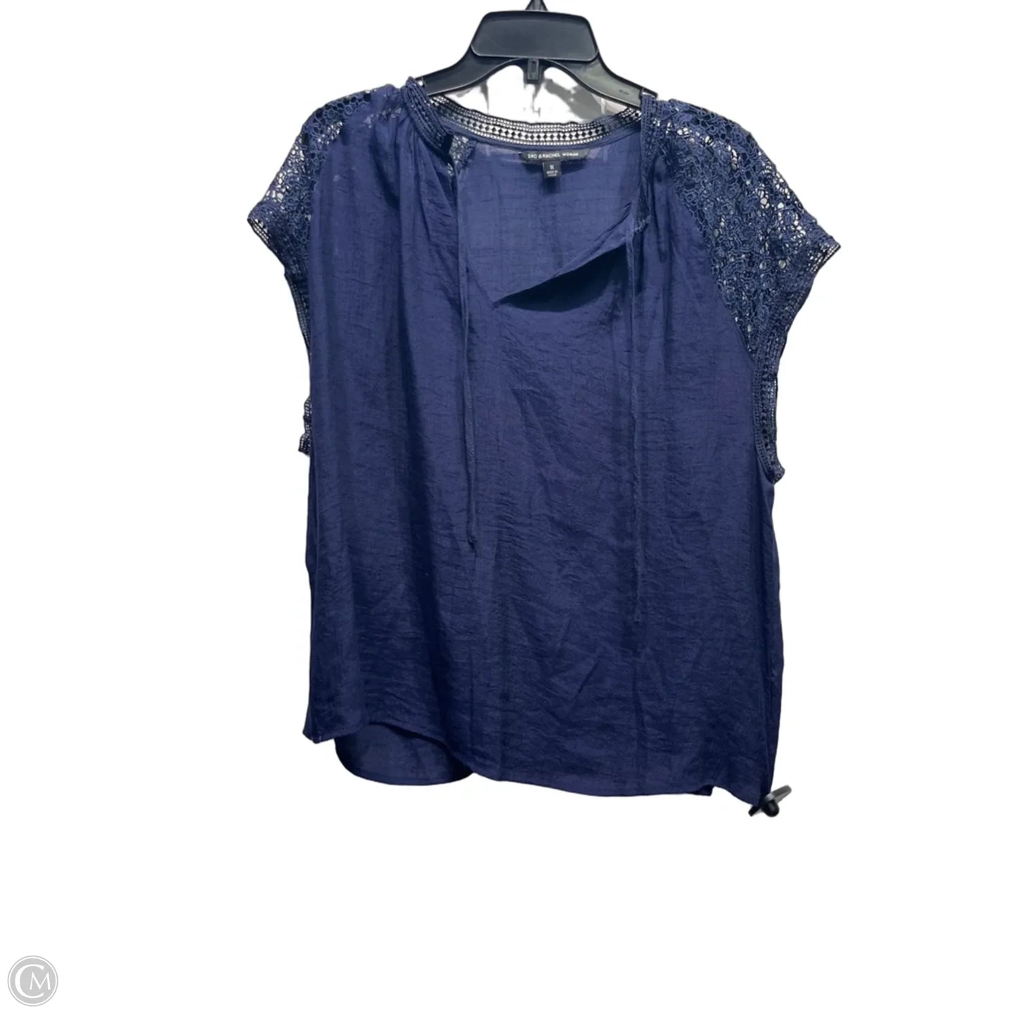 Top Short Sleeve By Zac And Rachel In Navy, Size: 1x