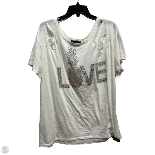 Top Short Sleeve By MOVING FORWRD DESIGNS  In Green & White, Size: L