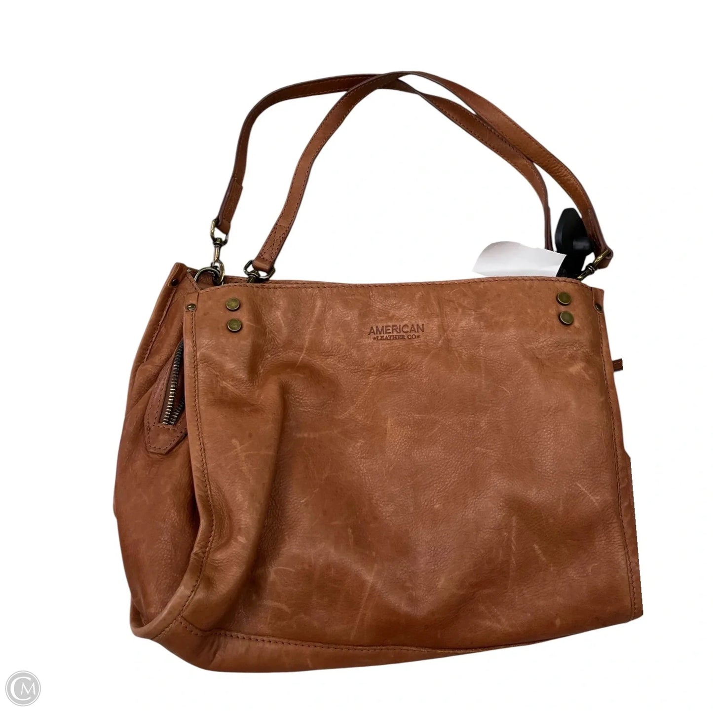 Handbag Leather By American, Size: Medium