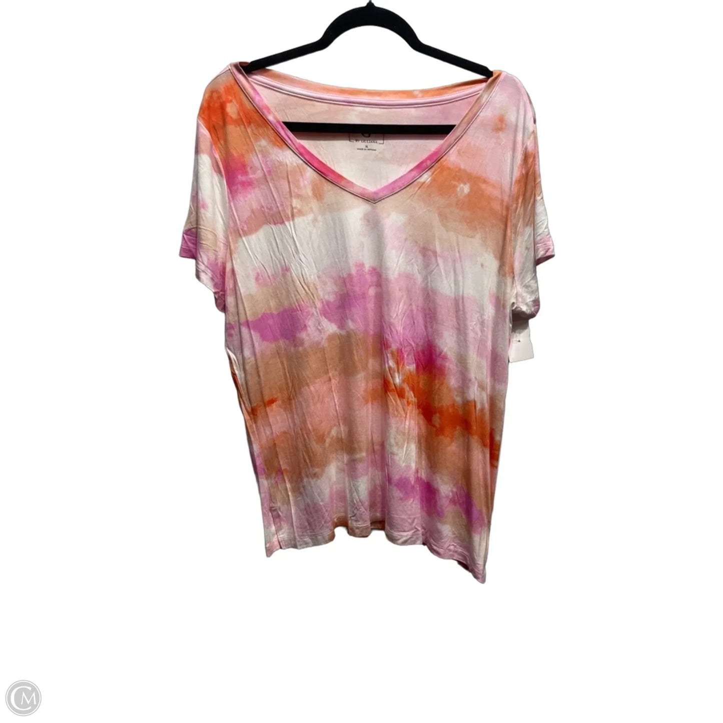 Top Short Sleeve By G By Giuliana In Orange & Pink, Size: Xl