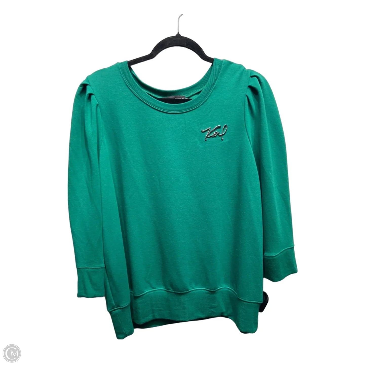 Top 3/4 Sleeve Designer By Karl Lagerfeld In Green, Size: M