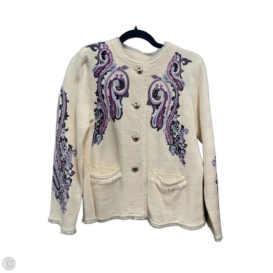 Jacket Other By Chicos In Cream & Purple, Size: L