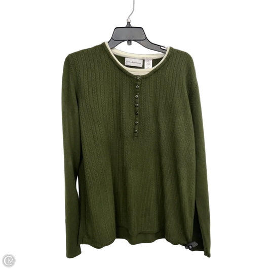 Top Long Sleeve By Alfred Dunner In Green & White, Size: Xl