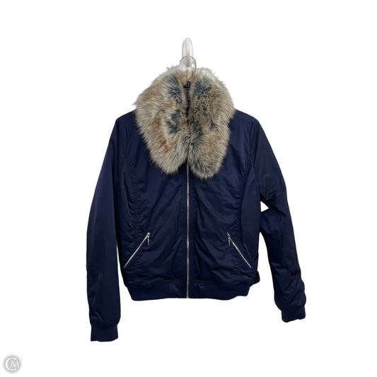 Jacket Faux Fur & Sherpa By White House Black Market In Navy, Size: M