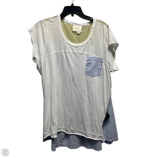 Top Short Sleeve By Maeve In Blue & White, Size: L