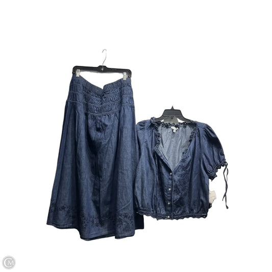 Skirt Set 2pc By Free Assembly In Blue Denim, Size: 20