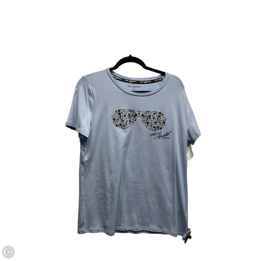 Top Short Sleeve Designer By Karl Lagerfeld In Blue, Size: M