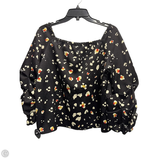 Blouse Long Sleeve By Halogen In Black & Yellow, Size: Xs