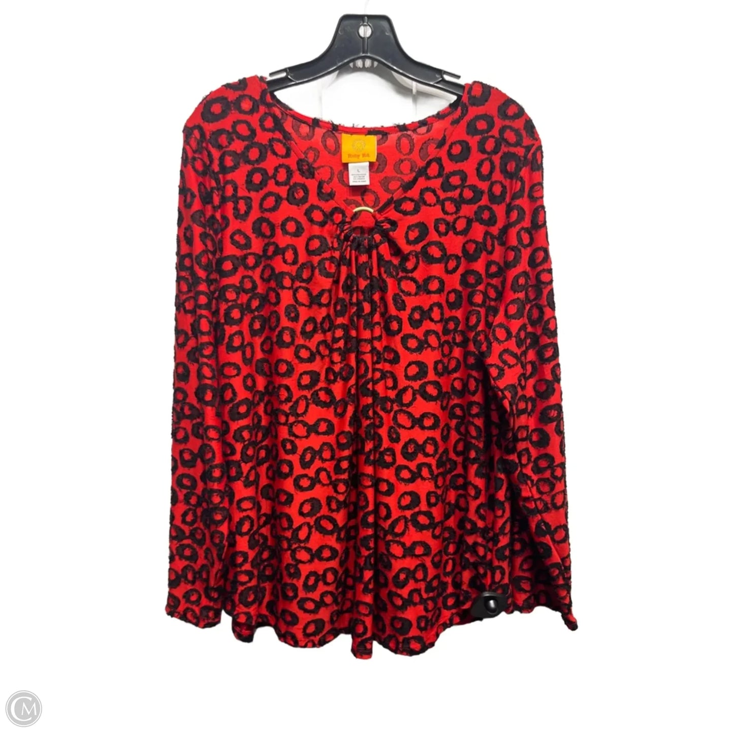 Top Long Sleeve By Ruby Rd In Black & Red, Size: L