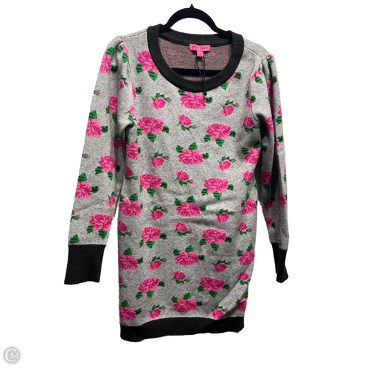 Dress Sweater By Betsey Johnson In Grey & Pink, Size: L