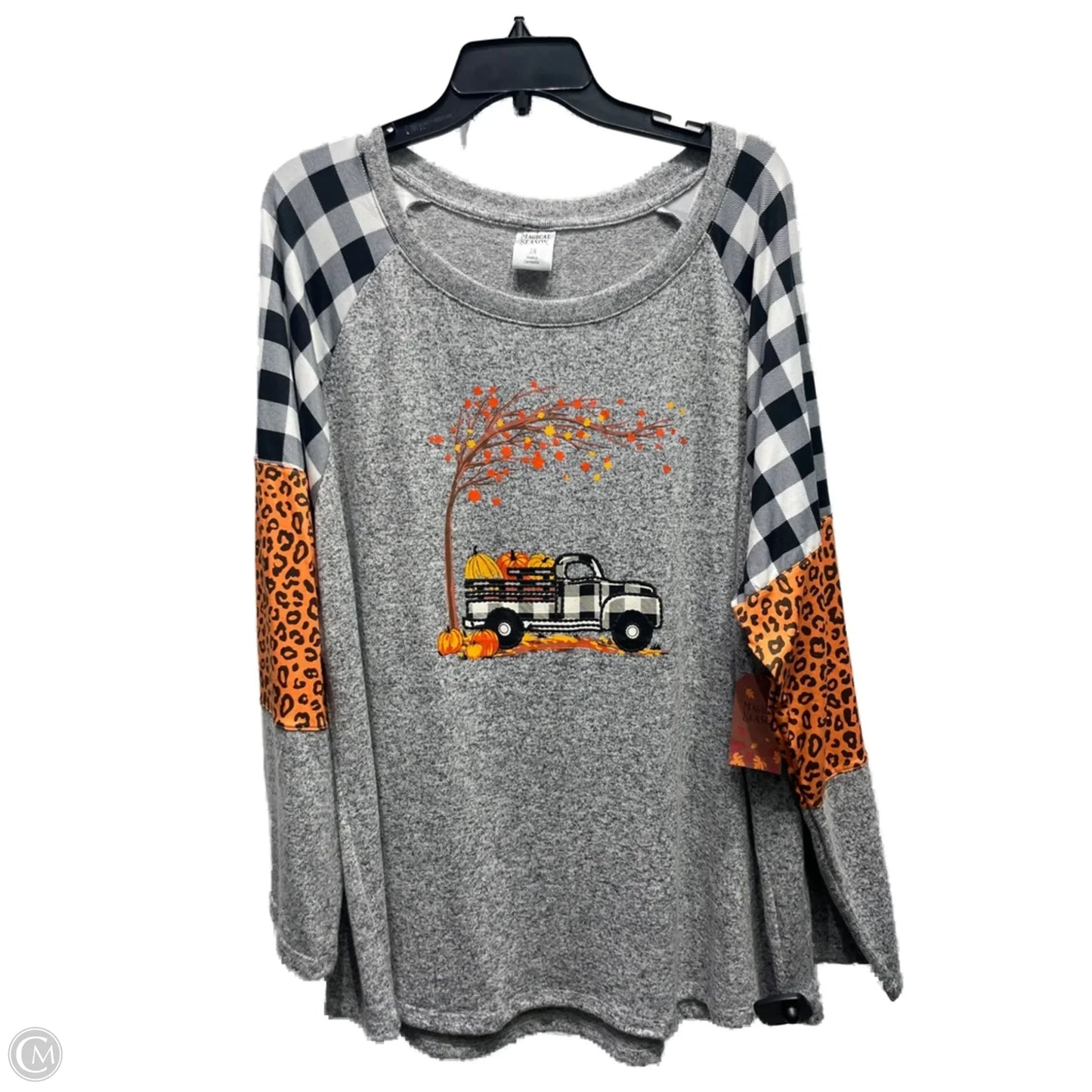 Top Long Sleeve By magical season In Grey, Size: 3x