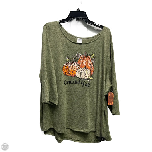 Top Long Sleeve By magical season In Green, Size: 3x