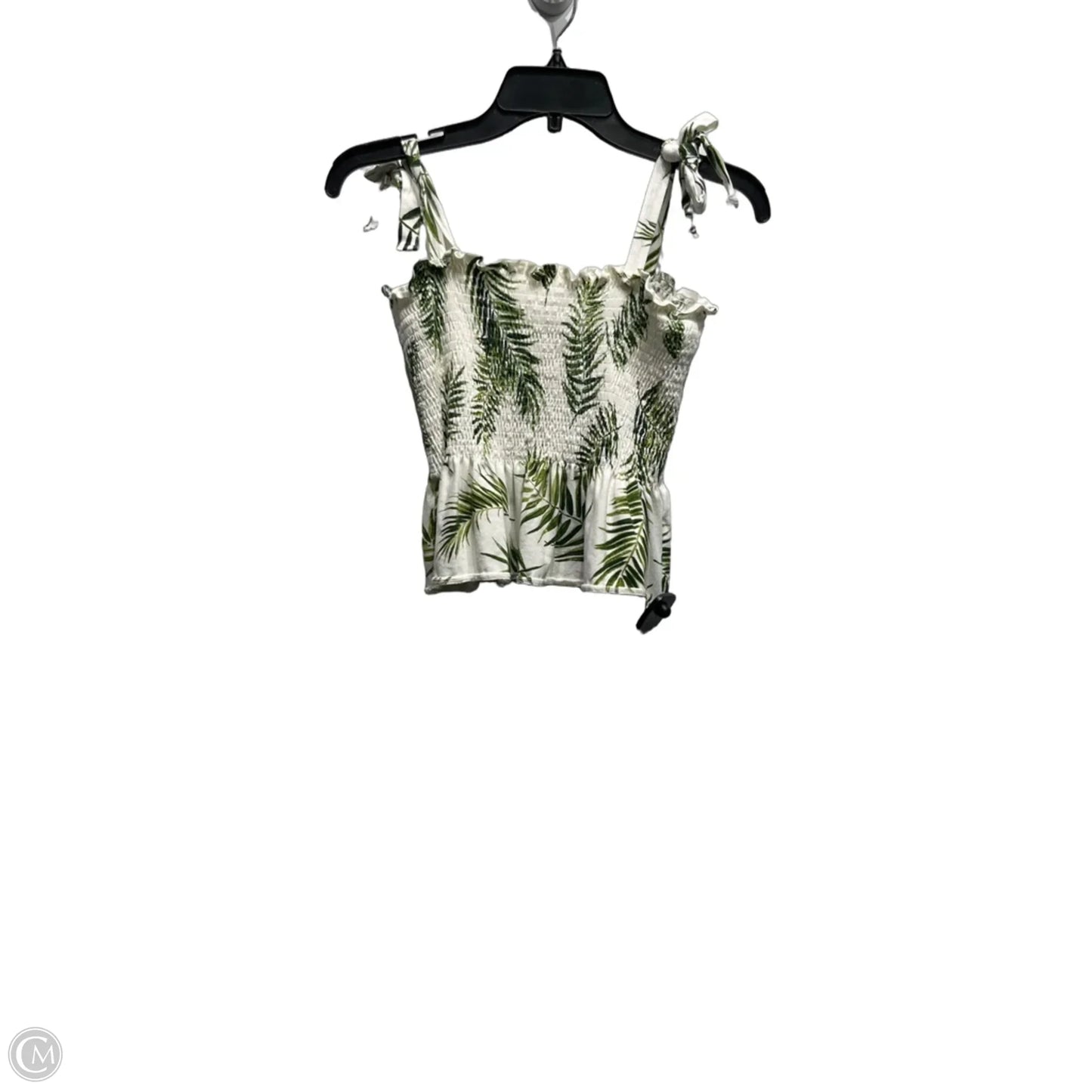 Top Sleeveless By H&m In Green & White, Size: S