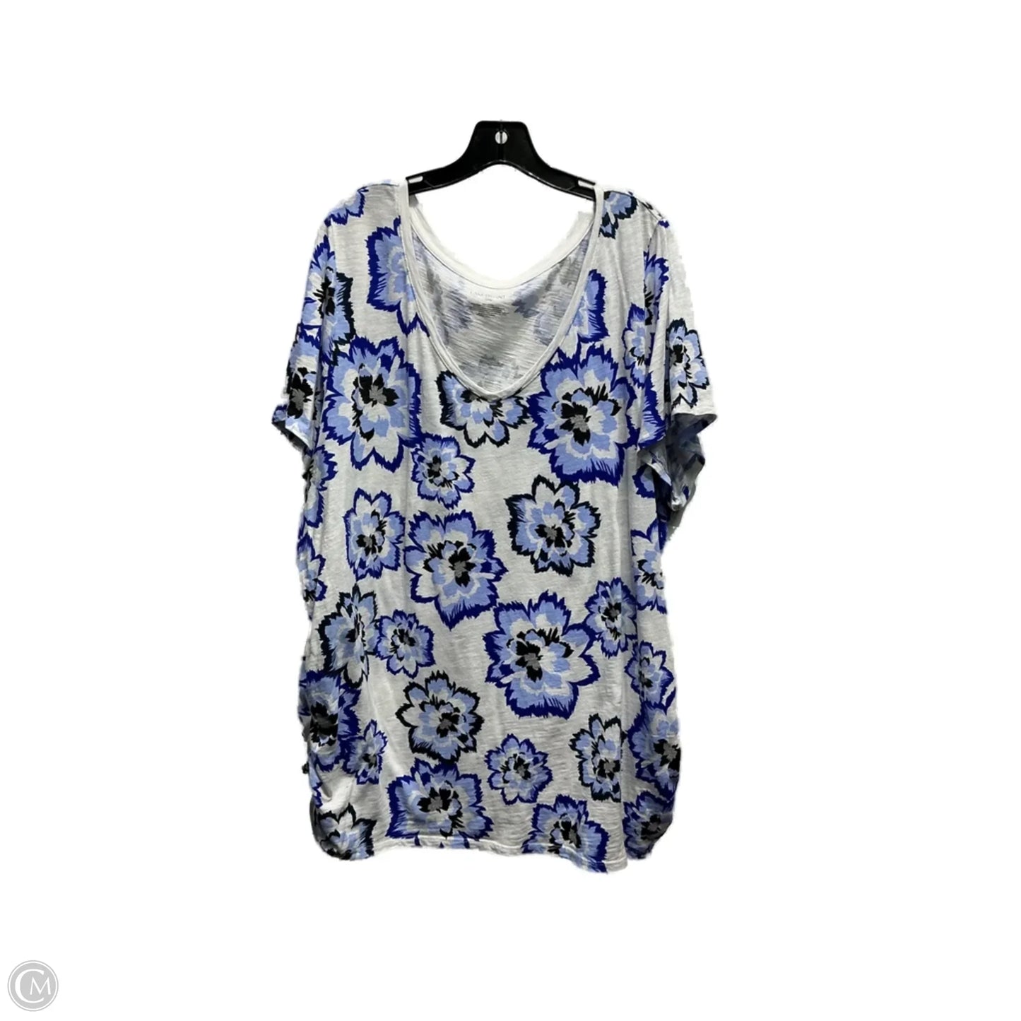 Top Short Sleeve By Lane Bryant In Blue & White, Size: 26