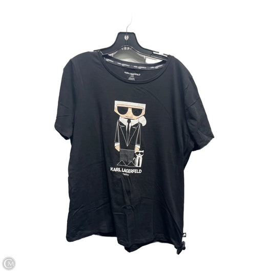 Top Short Sleeve Basic By Karl Lagerfeld In Black & White, Size: L