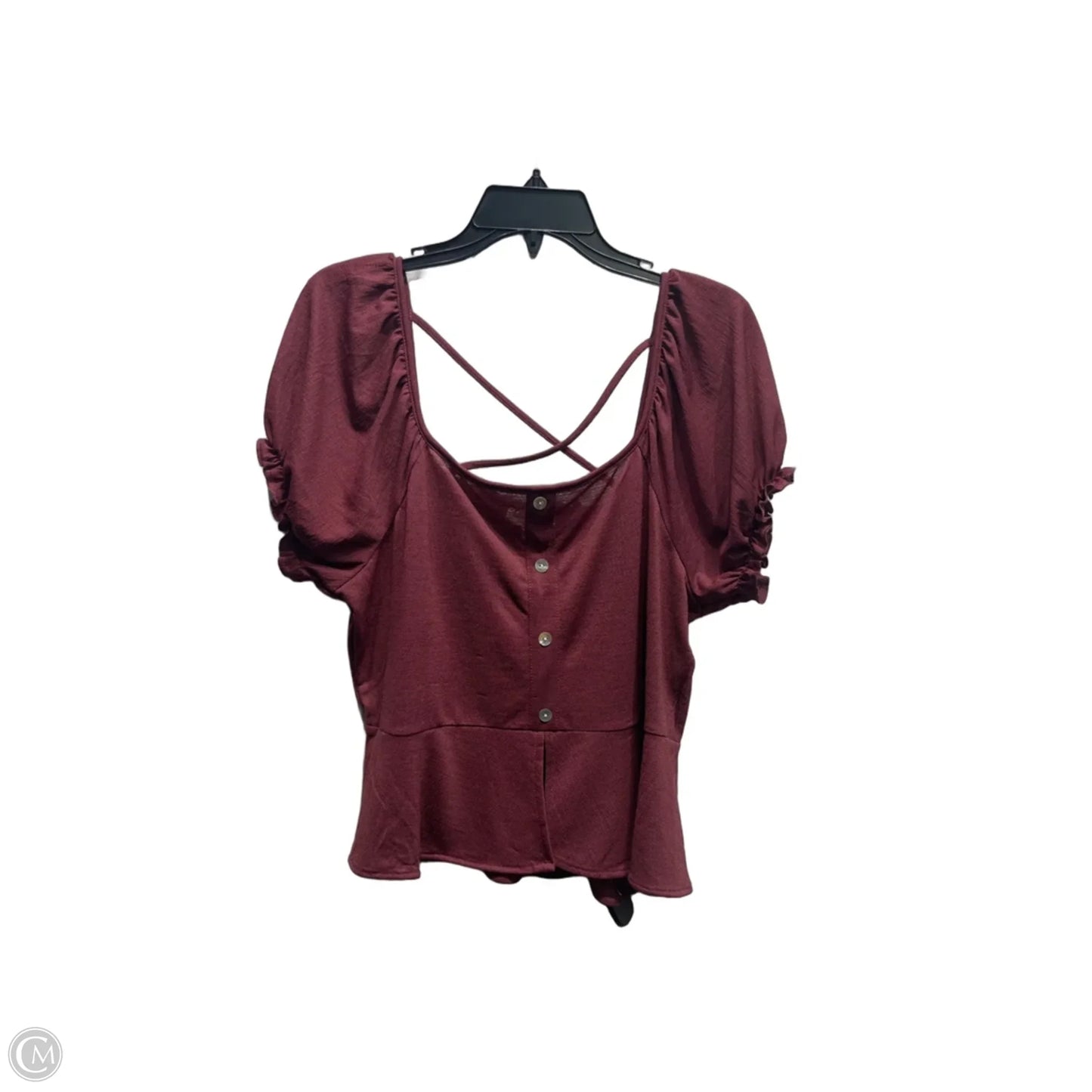 Top Short Sleeve By LOVE + JOY In Maroon, Size: Xl