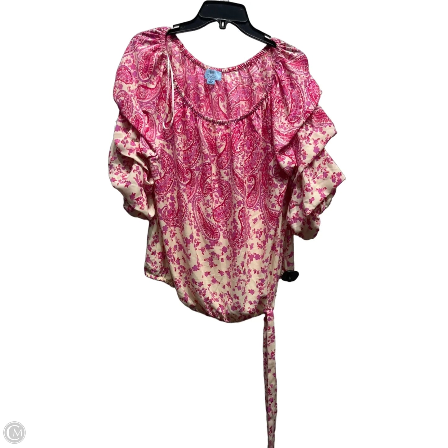 Top Short Sleeve By Cece In Pink & White, Size: Xl