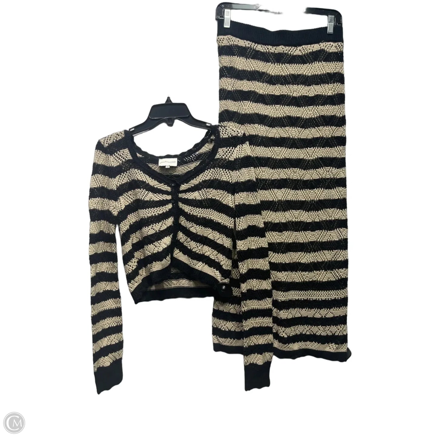 Skirt Set 2pc By Freshman In Black & Cream, Size: M