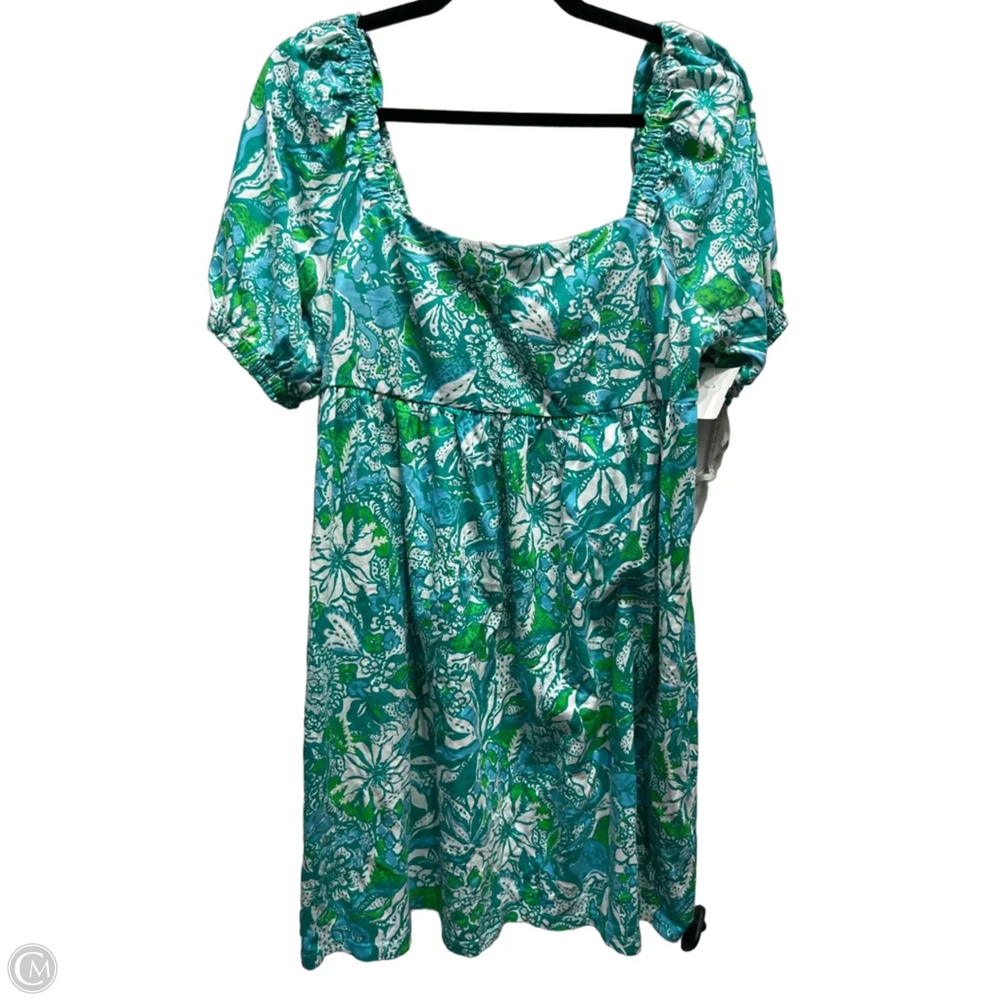 Dress Designer By Lilly Pulitzer In Green & White, Size: 14
