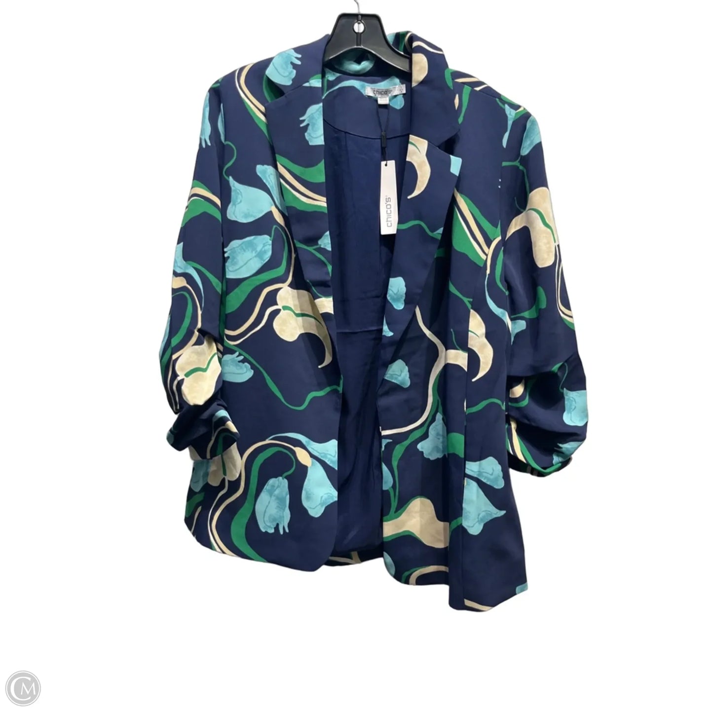 Blazer By Chicos In Blue & Green, Size: 8