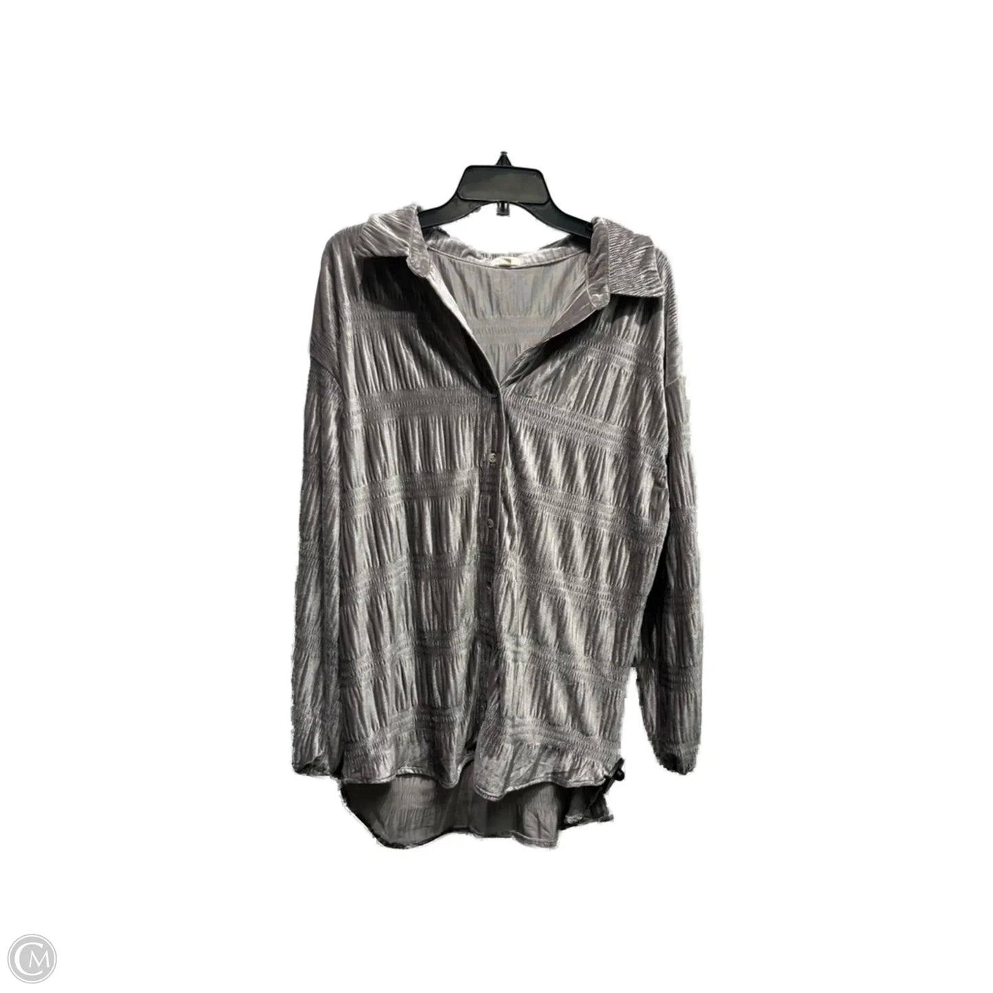 Top Long Sleeve By Bibi In Silver, Size: Xl