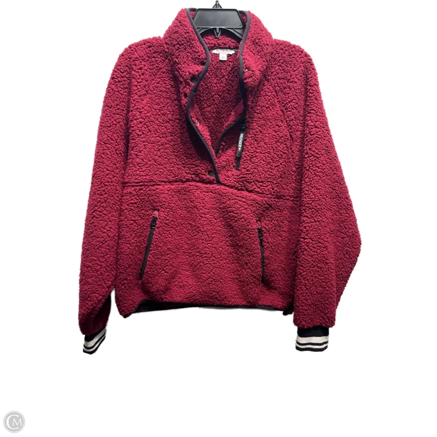 Jacket Fleece By Tommy Hilfiger In Maroon, Size: L